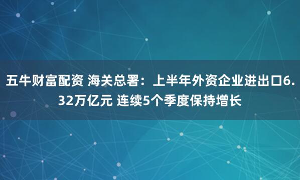 五牛财富配资 海关总署：上半年外资企业进出口6.32万亿元 连续5个季度保持增长